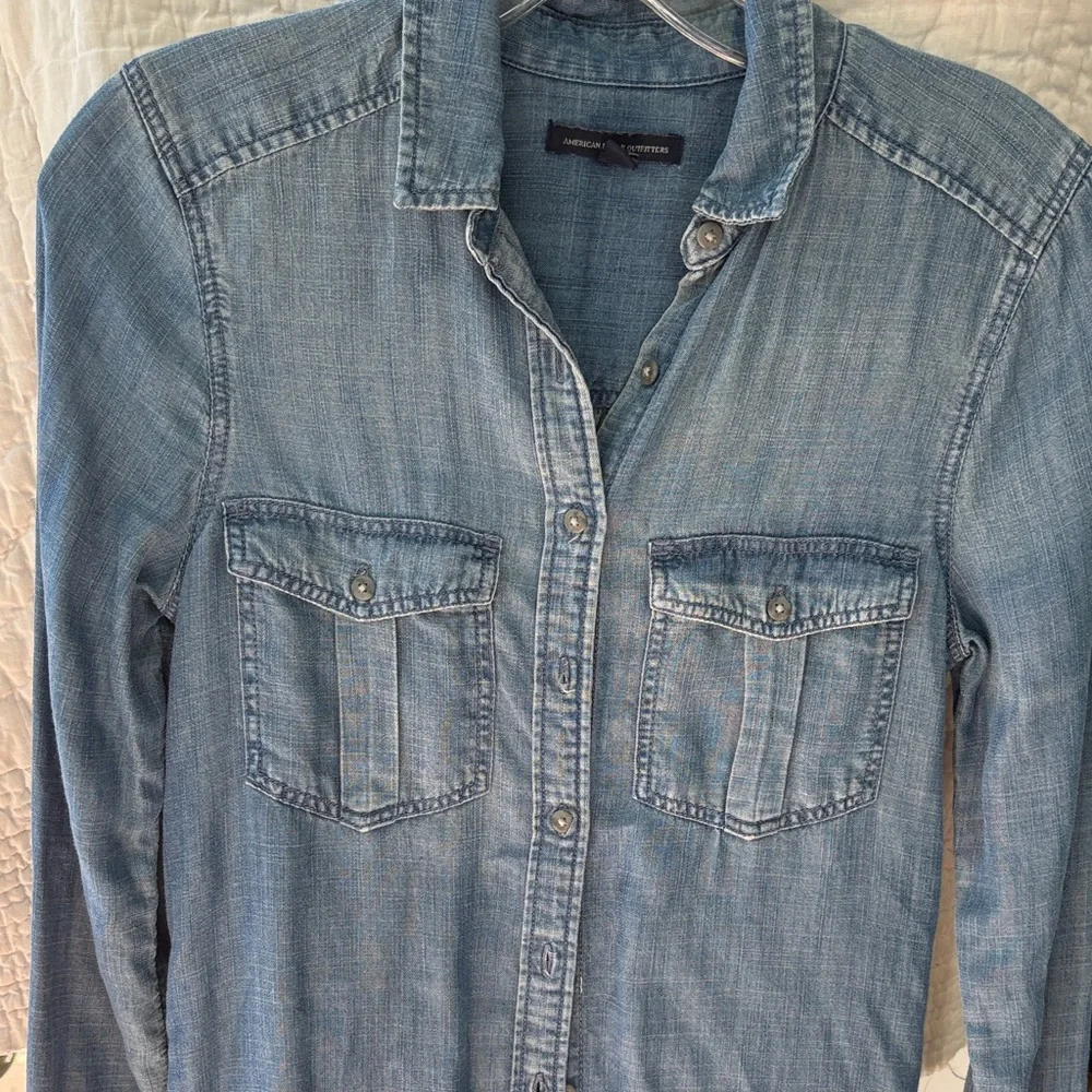 American Eagle Outfitters Blue Chambray Dress - Picture 3 of 11